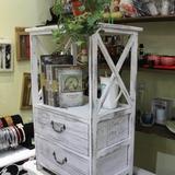 美式乡村斗柜地中海床头柜实木简约储物收纳柜复古做旧白色柜子