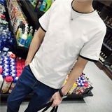 夏季韩版修身短袖T恤 简约假两件打底衫半袖 潮男纯色TEET88 P20