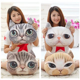 3D卡通猫咪狗狗头可爱创意时尚抱枕咖啡厅靠垫个性搞怪动物靠枕