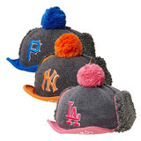 韩国代购-正品MLB儿童洋基道奇海盗毛球棒球帽男童女童冬季保暖帽