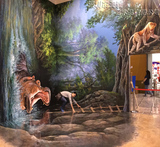 手绘动物公园3D画展馆 趣味立体画定制上门绘制服务 高清三维荧光