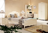 全实木松木韩式家具白色1.5米儿童双人床欧式实木1.2米花边公主床