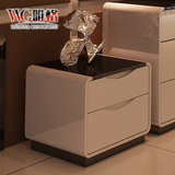 VVG 现代简约白亮光烤漆二斗柜 床头柜 钢化玻璃饰面储物柜 VM95A