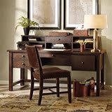 美式书桌书房全实木带书架书桌橡木办公桌电脑桌咖啡色写字台定做