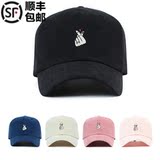 韩国正品可爱时尚粉色棒球帽爱心手指男女情侣黑色鸭舌帽夏季遮阳