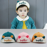 宝宝帽子全棉春款 婴儿可爱耳朵造型棒球帽笑脸遮阳帽韩国非代购