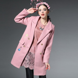 2015年冬中长款西装领羊毛呢大衣女士 韩版修身显瘦羊毛外套 潮