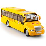 热卖儿童合金小汽车校车玩具车模型仿真大巴士公共汽车公交车回力