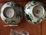 老上海民国时期手绘老瓷器釉上粉彩花卉高足供碗*怀旧收藏老物件