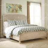 美式乡村仿古实木婚床法式复古做旧双人床欧式地中海高端卧室家具
