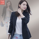 韩国代购休闲小西服女2016新款短款气质显瘦黑色小西装女外套上衣