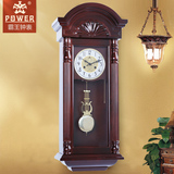 霸王实木机械挂钟进口德国赫姆勒机芯摆钟欧式创意壁钟客厅挂表