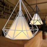 北欧创意复古loft铁艺咖啡厅餐厅灯 个性书房酒吧台钻石鸟笼吊灯