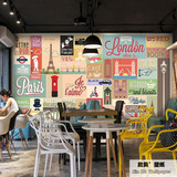 欧式怀旧英伦墙纸欧美建筑海报大型壁画咖啡厅休闲沙发背景墙壁纸