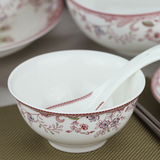 敏杨红色经典5"碗结婚家用反口饭碗微波炉中式餐具釉中彩陶瓷饭碗