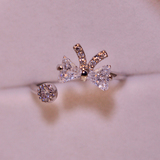 2015新款 蝴蝶结水晶镀18K金戒指女日韩国时尚指环仿钻石饰品礼物