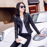 2016韩版春夏季新品特价大码潮女装黑色性感短款机车款小皮衣外套