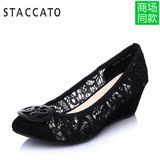 STACCATO思加图春季专柜同款坡跟高跟网布浅口女单鞋ER989AQ5