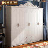金万豪 欧式衣柜衣橱三四五六门法式白色木质大衣柜韩式卧室家具