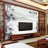 热销现代中式宁静致远大型壁画 客厅卧室电视背景墙壁纸 墨竹无缝