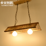 新中式创意竹编吊灯实木客厅灯东南亚餐厅茶室茶楼仿古复古灯具