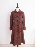vintage古着 森系复古优雅立体小翻领含羊毛针织长袖女大衣外套