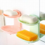 振兴创意吸盘双层香皂盒 吸墙摆放沥水两用 洗脸皂肥皂分开更卫生