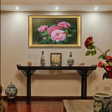 现代中式卧室床头客厅装饰画富贵牡丹花有框 纯手绘静物花卉油画