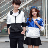 春季新款韩版青少年运动休闲情侣外套学生大码薄款连帽棒球服班服