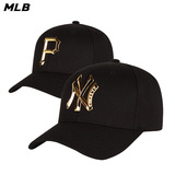 MLB韩国专卖店直邮 16新款男女情侣棒球帽 金属标NY户外出游帽子