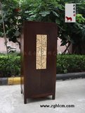 汉龙赤马 现代中式风格家具古典装饰柜玄关鞋柜 金色花影高柜J026
