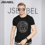 jseabel 烫钻短袖t恤 日本潮牌梵希范思图案男女情侣装15夏季新款