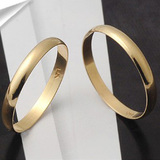 韩国代购正品14K纯金戒指光面弧面黄金指环圆弧情侣戒指礼物