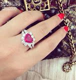 1克拉天然红宝石戒指女 18K白金彩色宝石0.56克拉天然钻石戒指女
