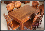 实木餐桌鸡翅木花梨木刺猬紫檀餐桌6人桌六椅长方形红木餐台家具