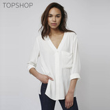 TOPSHOP2016春夏新款女士白色休闲宽松版修身衬衫13N23JIVR
