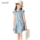 安奈儿童装 女童夏装小飞袖牛仔连衣裙AG523322 专柜正品 特价