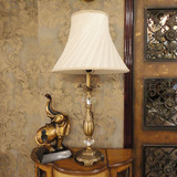 欧式复古全铜台灯奢华美式水晶台灯客厅卧室床头装饰布艺台灯