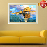 自油自画数字油画diy客厅卧室风景手绘大海之约60 90无框壁画装饰