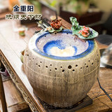 台湾大型喷泉流水陶瓷摆件 招财风水轮摆设 手工陶艺礼品 蟾蜍