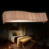 设计师新中式实木LED镜前灯 波浪木艺灯北欧宜家床头卧室壁灯
