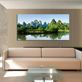 桂林山水风景单幅横版无框壁画 公司前台茶庄客厅背景墙装饰挂画
