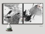 画万仟黑白泼墨 新中式水墨荷花挂画家居卧室国画抽象艺术装饰画