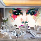 热销立体3D水彩艺术人物背景墙纸壁纸美容院发廊个性大型壁画