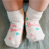 婴儿袜子夏0-1-2-3岁宝宝纯棉短袜韩国可爱英文字母baby幼儿棉袜