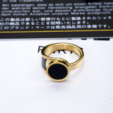 欧娜韩版气质时尚复古风指环男女情侣镀18k金钛钢食指戒指配饰品