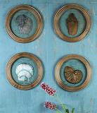 美式乡村田园海洋系列圆形装饰组合挂画 家居loft个性玻璃壁饰画