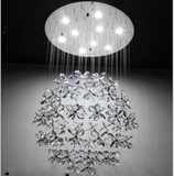 现代艺术花朵球形LED水晶吊灯创意蝴蝶吸顶灯客厅餐厅楼梯灯包邮