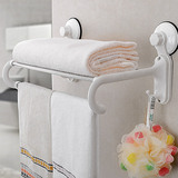 双庆浴室毛巾架子强力吸盘式卫生间单层不锈钢毛巾挂架置物架60cm