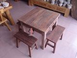 特价实木餐桌椅组合 仿古风化餐台樟木 简约4人饭桌原生态DE-73